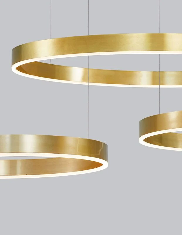 B-Ware Nova Luce Pendelleuchte Hängeleuchte MOTIF LED Warmweiß Messing dimmbar 200x80cm