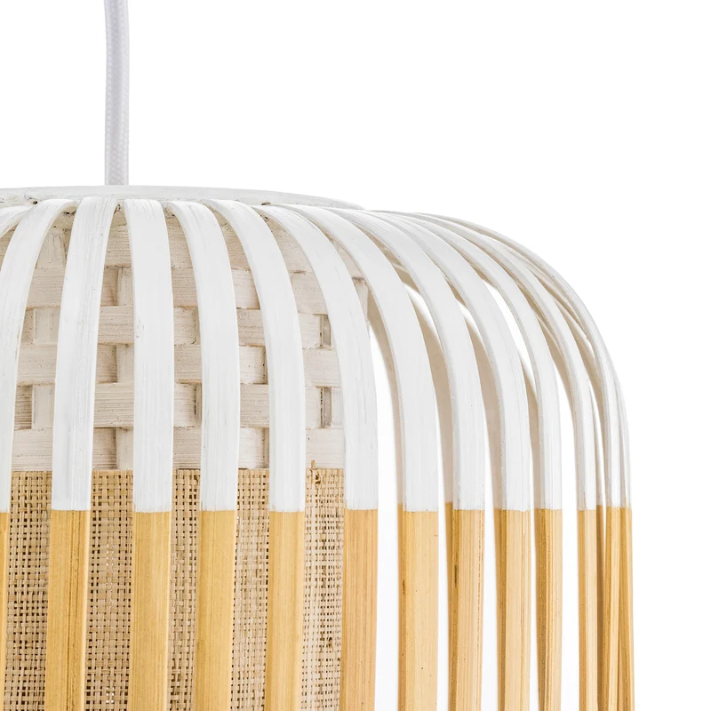 B-Ware Forestier Pendellampe Hängeleuchte Bamboo XS weiß Bambus E27 LED Leuchte Ø 27 cm