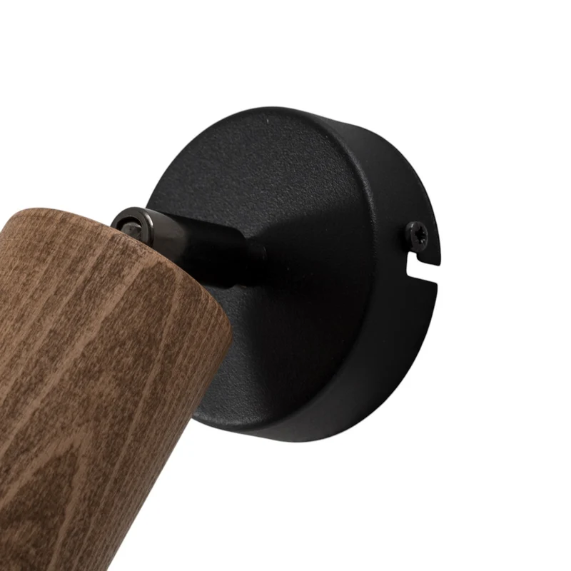 B-Ware Wandleuchte Nise Wandlampe schwarz Holz Leuchte Lampe Stahl Wohnzimmer GU10 LED