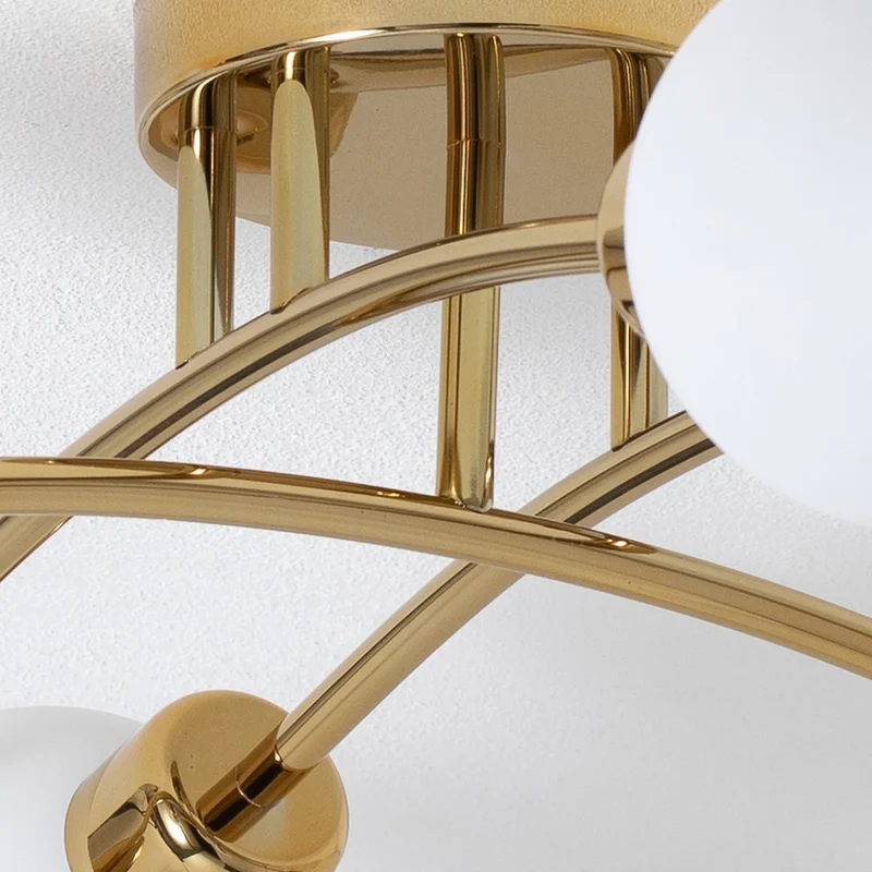 B-Ware Argon Deckenleuchte Lampe Marlo messingfarben Opalglas Stahl Glas weiß 6 flammig