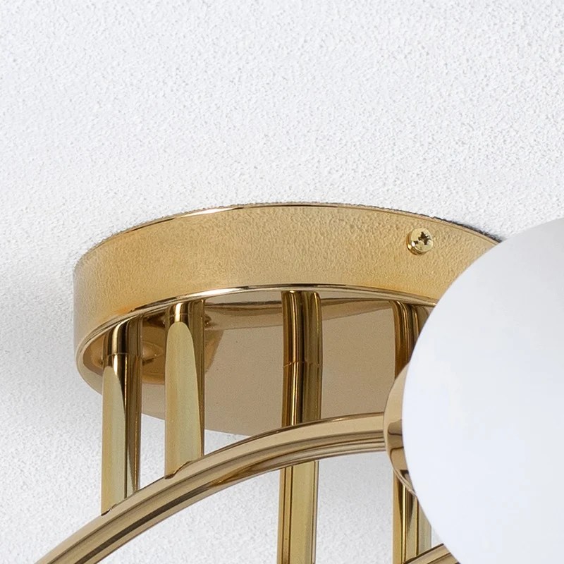 B-Ware Argon Deckenleuchte Lampe Marlo messingfarben Opalglas Stahl Glas weiß 6 flammig