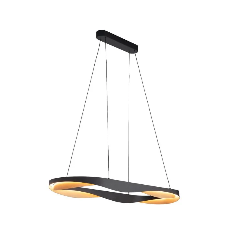 B-Ware HighLight LED-Hängelampe Ascoli, 100 x 36 cm schwarz/gold, Metall, dim