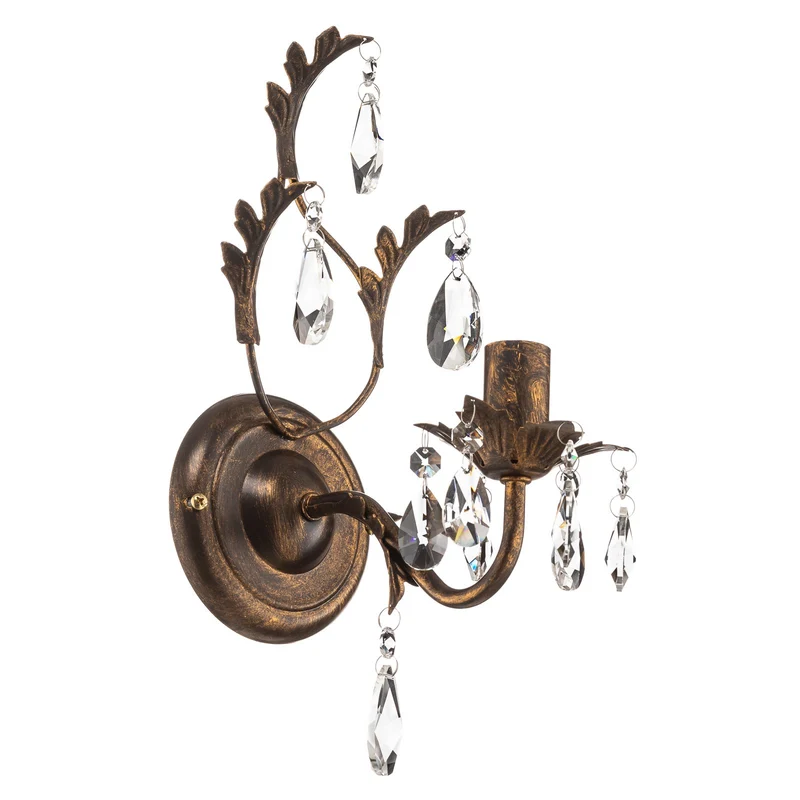 B-Ware Wandleuchte Teresa Wandlampe Eisen Kristall bronze transparent 1-flammig E14 LED