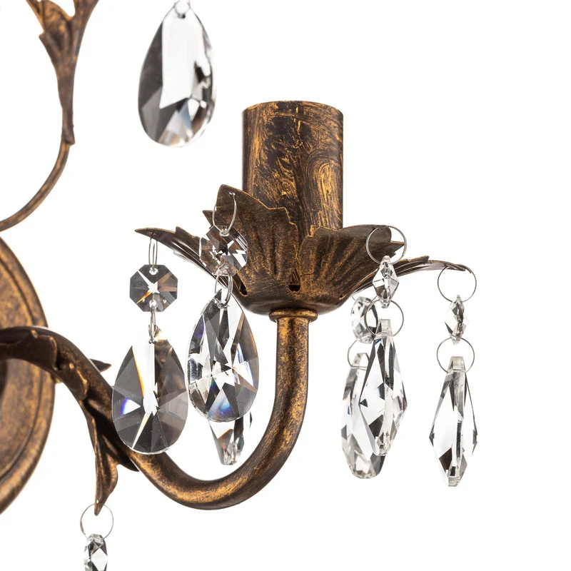 B-Ware Wandleuchte Teresa Wandlampe Eisen Kristall bronze transparent 1-flammig E14 LED