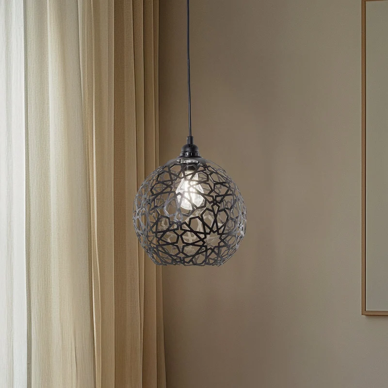 B-Ware Opviq Fellini Hängelampe Pendelleuchte MR-785 Lampe 1-flammig Ø 25cm schwarz