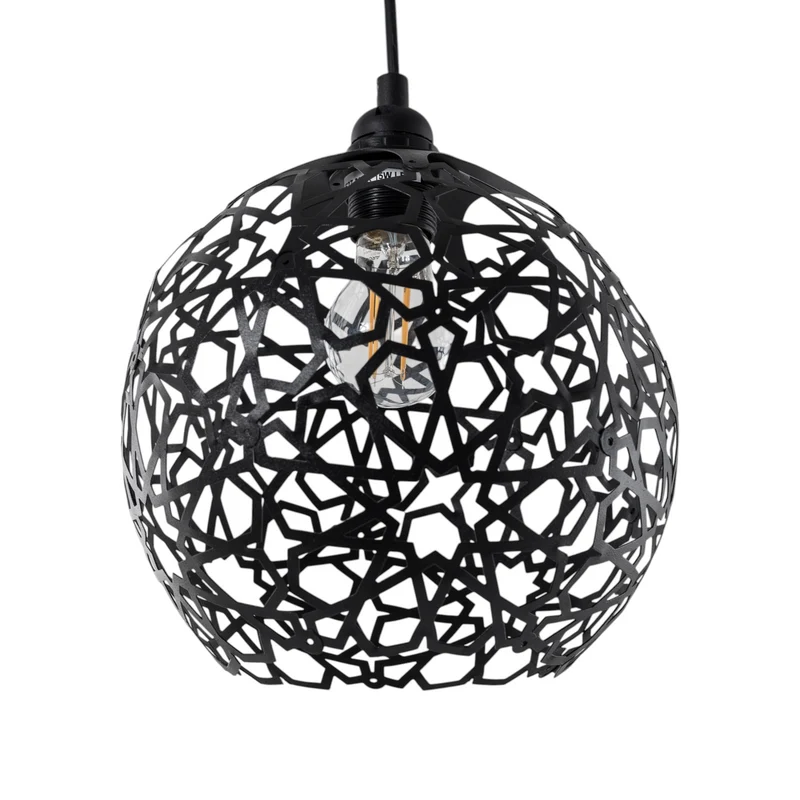 B-Ware Opviq Fellini Hängelampe Pendelleuchte MR-785 Lampe 1-flammig Ø 25cm schwarz