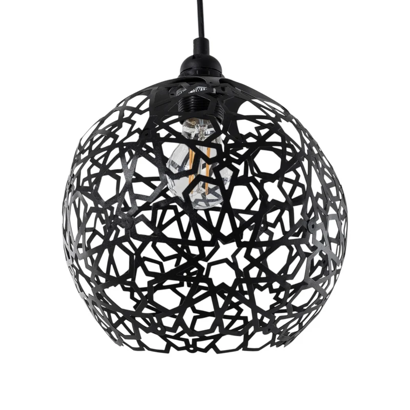 B-Ware Opviq Fellini Hängelampe Pendelleuchte MR-785 Lampe 1-flammig Ø 25cm schwarz