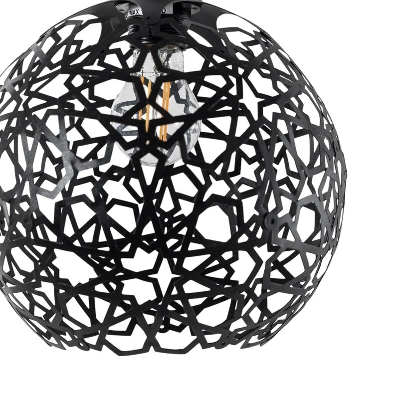 B-Ware Opviq Fellini Hängelampe Pendelleuchte MR-785 Lampe 1-flammig Ø 25cm schwarz