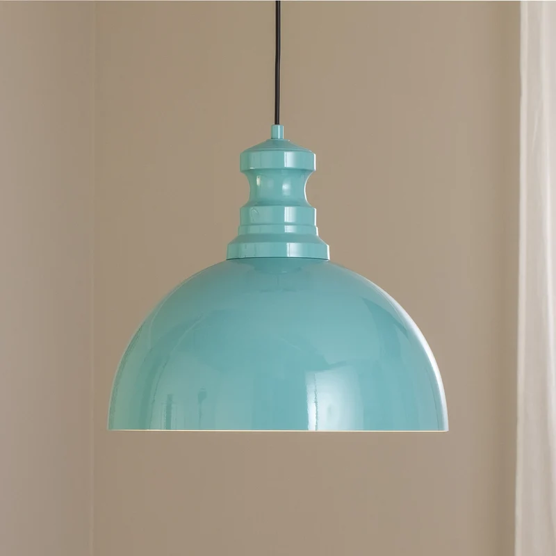 B-Ware Pendelleuchte Kure Hängelampe türkis Metall Leuchte Ø 40 cm E27 LED Lampe