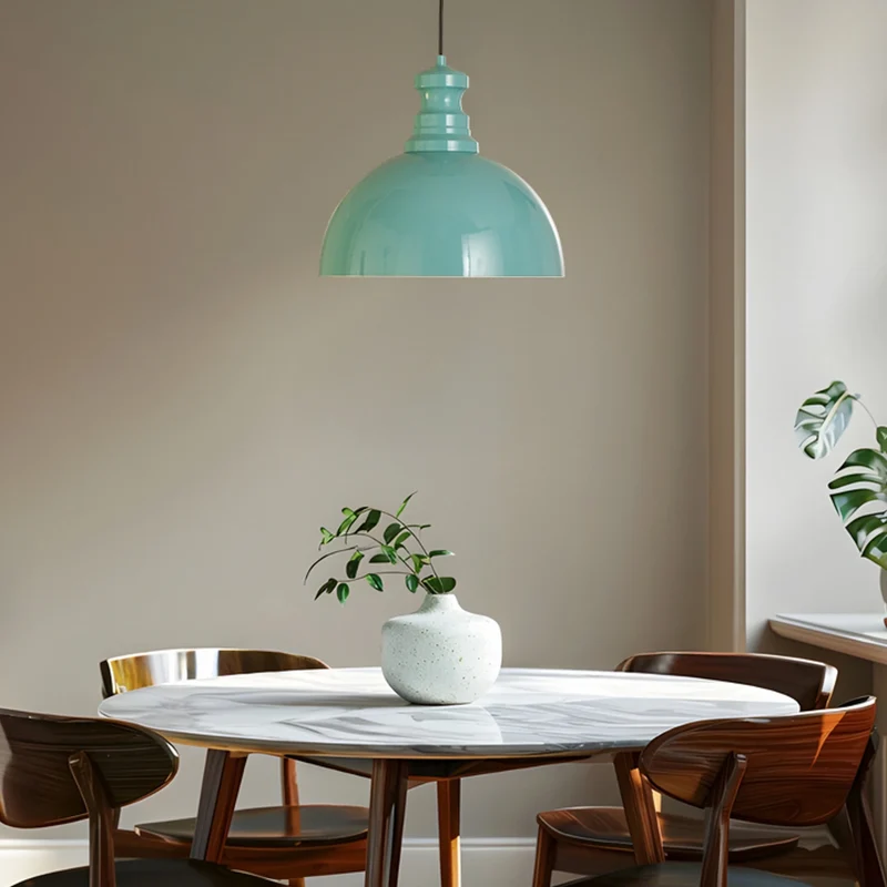 B-Ware Pendelleuchte Kure Hängelampe türkis Metall Leuchte Ø 40 cm E27 LED Lampe