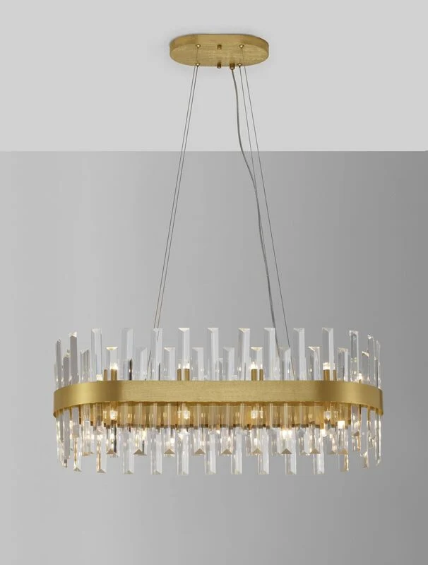 B-Ware Nova Luce Pendelleuchte Hängeleuchte Kronleuchter CROWN Satin Gold G9 LED 80 cm