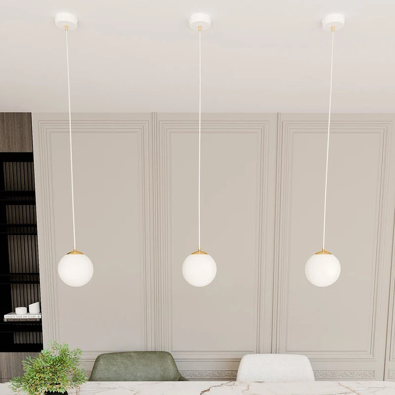 B-Ware EMIBIG Pendelleuchte Hängeleuchte Royal Glas weiß E14 LED 1-flammig dimmbar