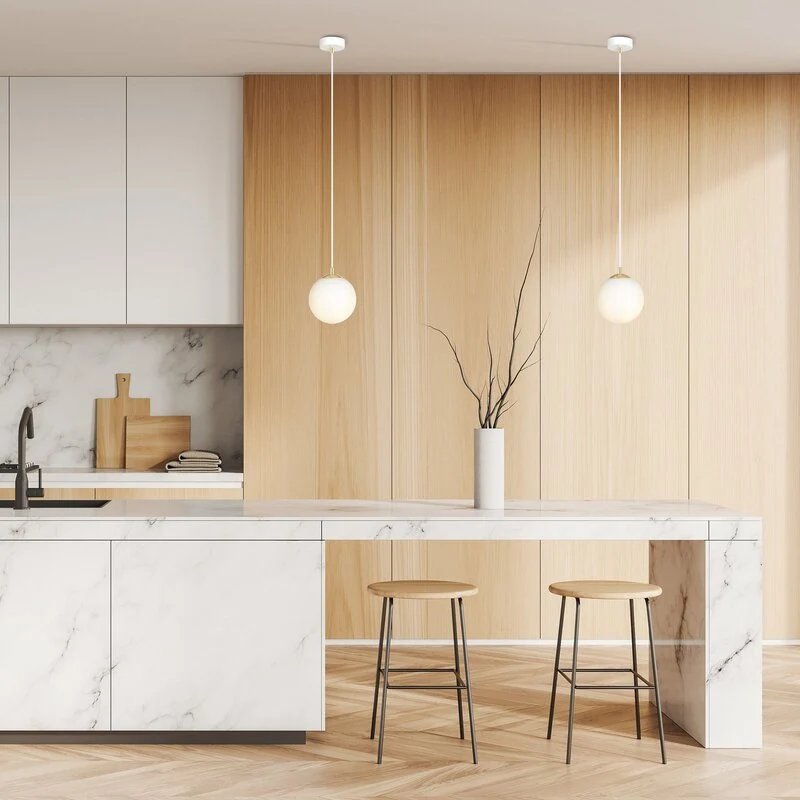 B-Ware EMIBIG Pendelleuchte Hängeleuchte Royal Glas weiß E14 LED 1-flammig dimmbar