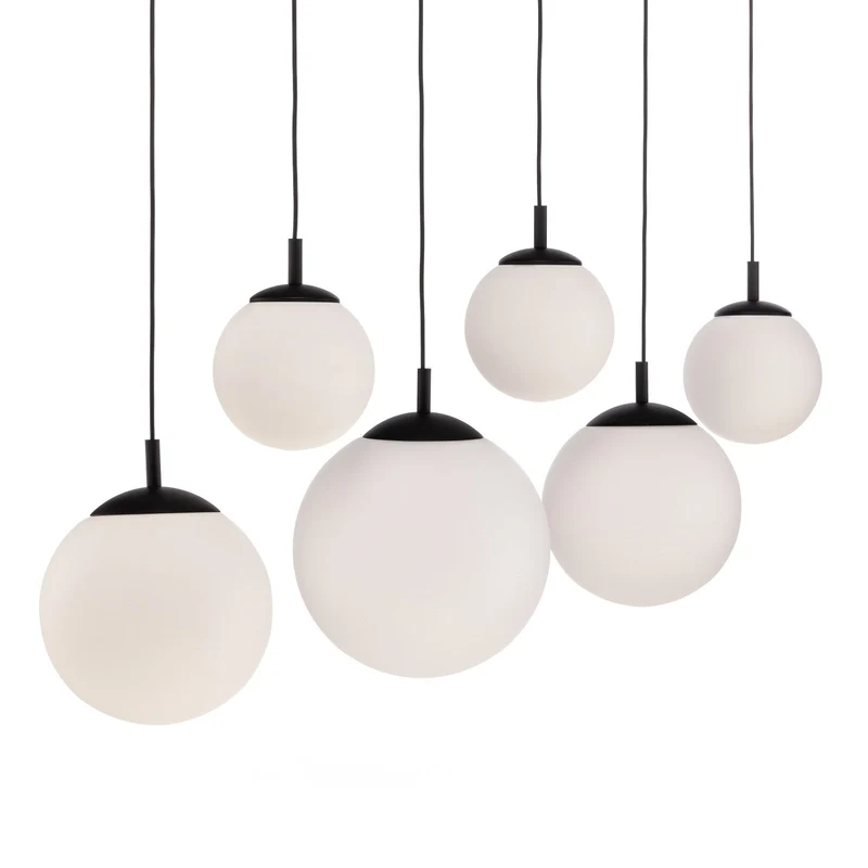 B-Ware Esme Hängeleuchte Pendelleuchte Opalglas sechsflammig linear weiß satiniert Glas