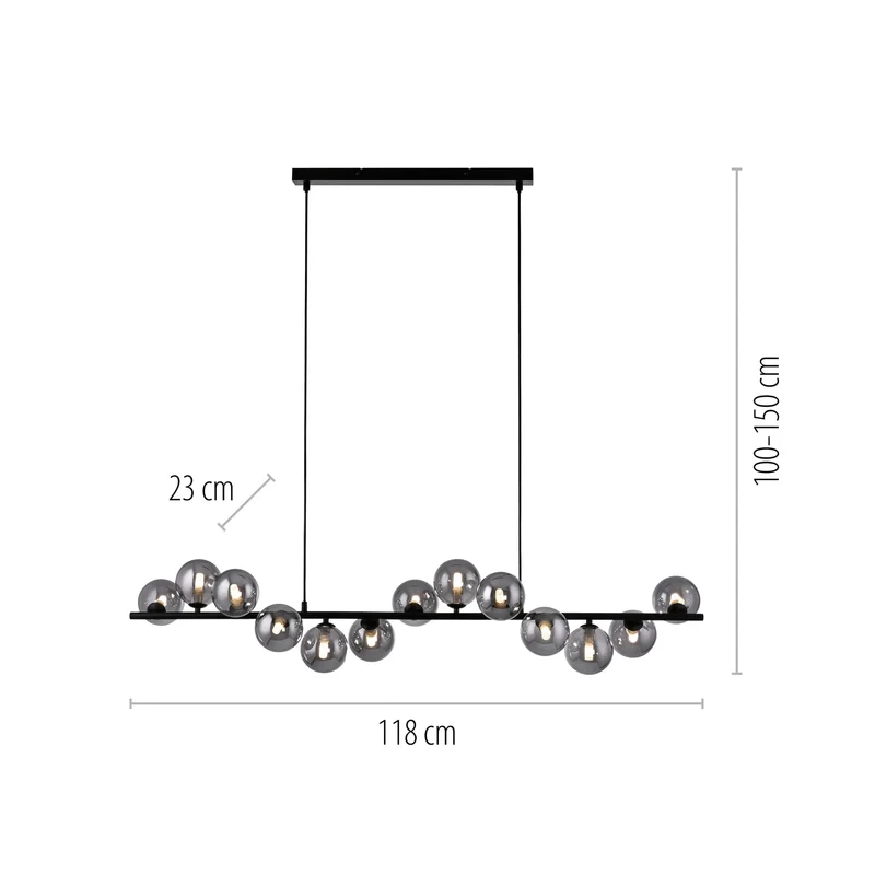 B-Ware SCHÖNER WOHNEN Hängeleuchte Pendelleuchte Dubai Rauchglas G9 LED schwarz 13-flg