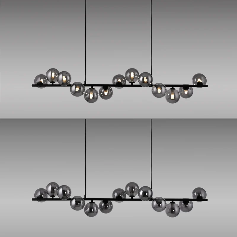 B-Ware SCHÖNER WOHNEN Hängeleuchte Pendelleuchte Dubai Rauchglas G9 LED schwarz 13-flg