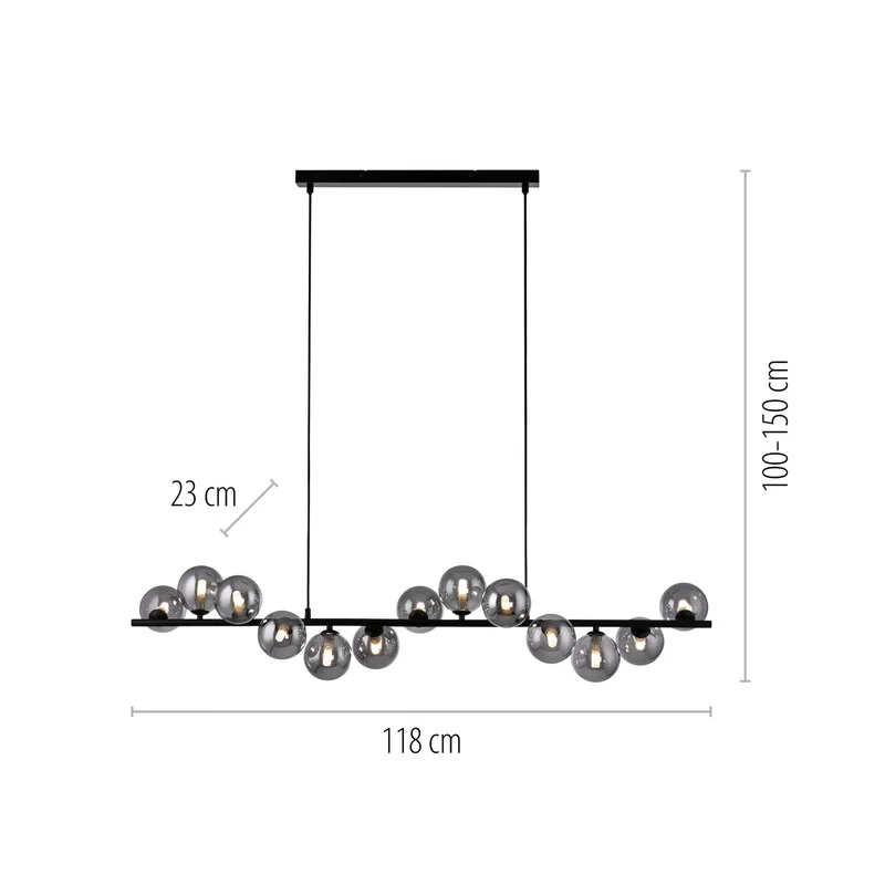B-Ware SCHÖNER WOHNEN Hängeleuchte Pendelleuchte Dubai Rauchglas G9 LED schwarz 13-flg