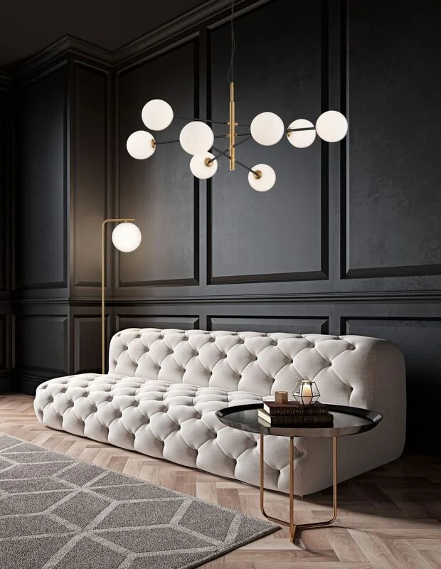 B-Ware Nova Luce Pendelleuchte Hängeleuchte VITRA G9 LED 8fach Gold dimmbar Glas Metall