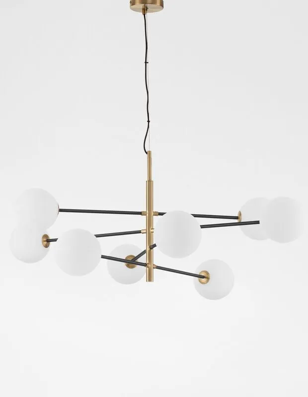 B-Ware Nova Luce Pendelleuchte Hängeleuchte VITRA G9 LED 8fach Gold dimmbar Glas Metall