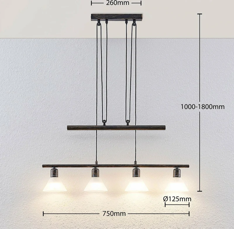 B-Ware Lindby Höhenverstellbare Pendelleuchte Delira Pendelleuchte Lampe Licht 4-fl 285