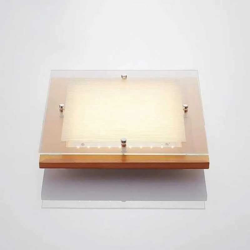 B-Ware Deckenleuchte Lampe LED Holz Cattleya Leuchte braun 32cm quadratisch Deckenlampe