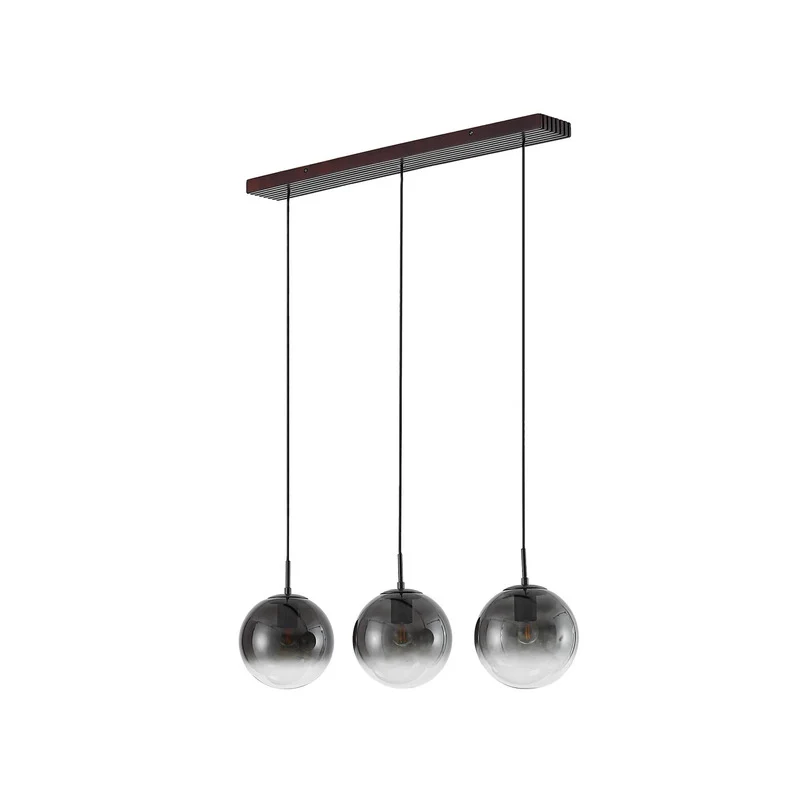 B-Ware Lucande Hängeleuchte Pendelleuchte Veloura Glas Eiche rauchgrau 3-flg E27 LED