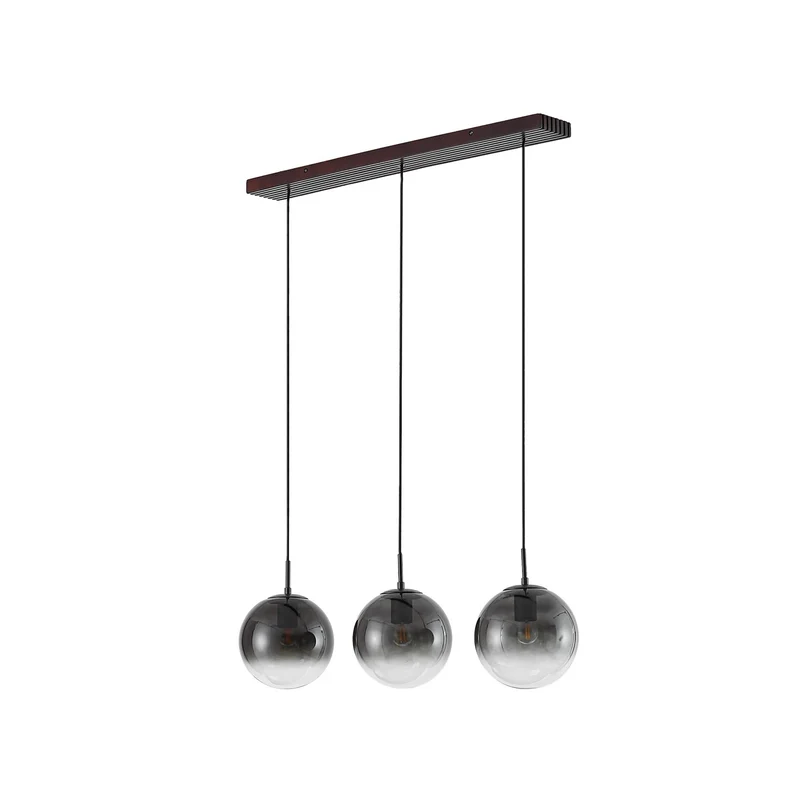 B-Ware Lucande Hängeleuchte Pendelleuchte Veloura Glas Eiche rauchgrau 3-flg E27 LED