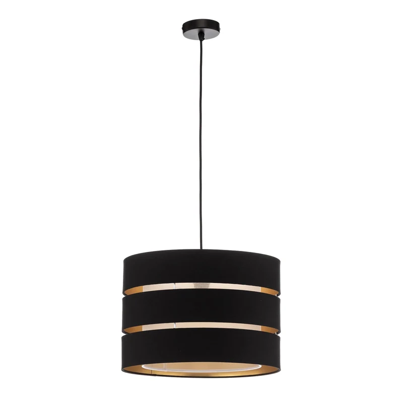 B-Ware Lindby Hängeleuchte Pendelleuchte Tsomo schwarz Stoff Deckenleuchte E27 LED 40cm