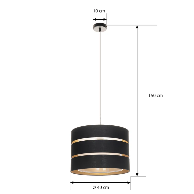 B-Ware Lindby Hängeleuchte Pendelleuchte Tsomo schwarz Stoff Deckenleuchte E27 LED 40cm