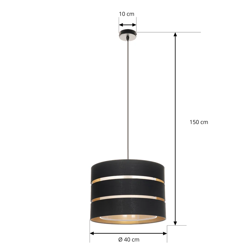 B-Ware Lindby Hängeleuchte Pendelleuchte Tsomo schwarz Stoff Deckenleuchte E27 LED 40cm