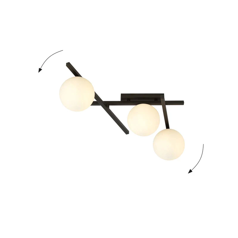 B-Ware Deckenlampe Smart Deckenleuchte Deckenlicht Leuchte Lampe schwarz opal 3-flammig