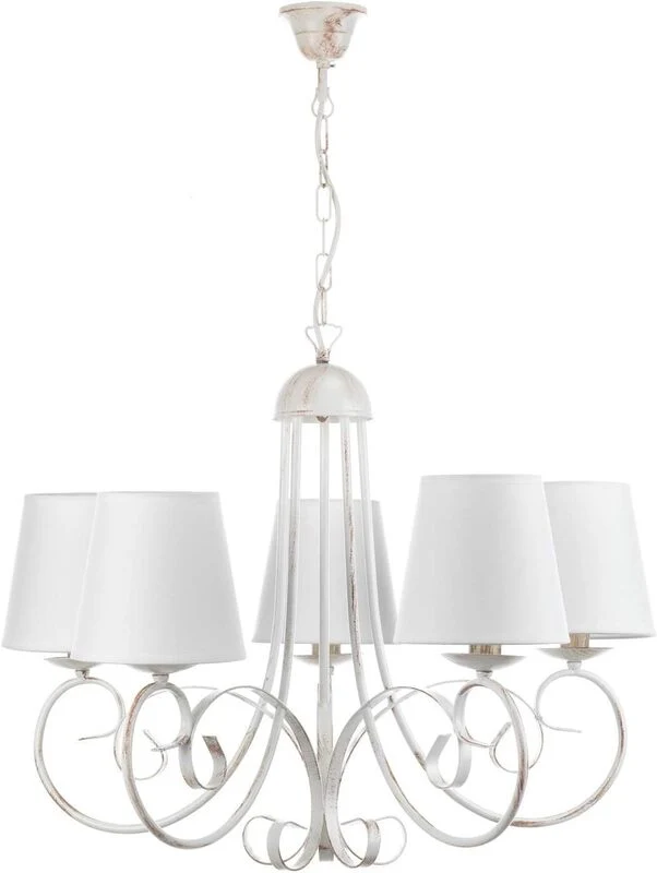 B-Ware ONLI Kronleuchter Deckenleuchte Lampe Pompei Lampenschirm Weiß Metall Textil LED