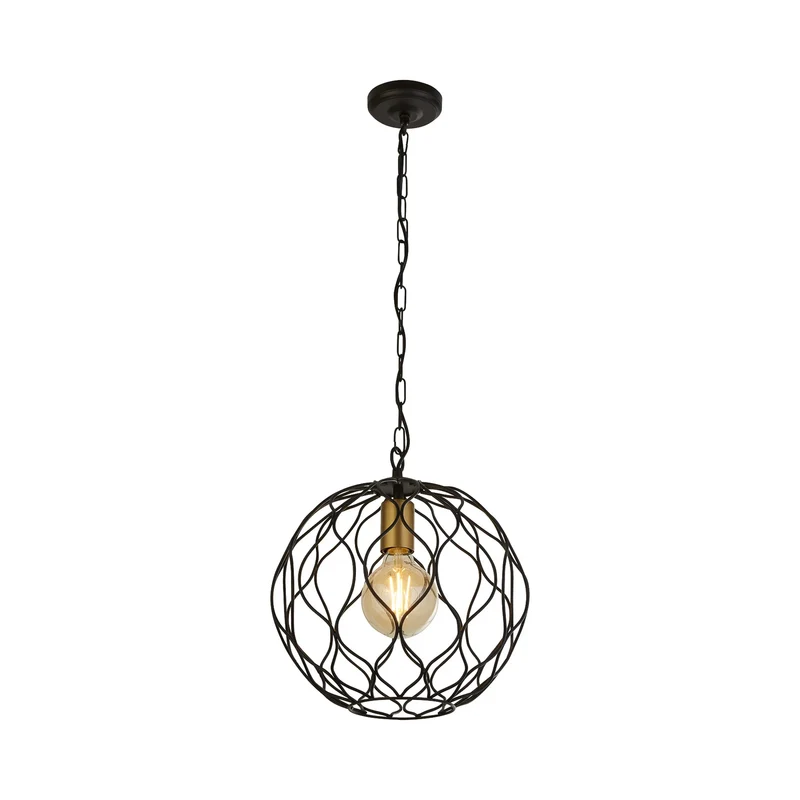 B-Ware Searchlight Hängeleuchte Pendelleuchte Lampe Finesse schwarz gold Ø31,5 cm E27