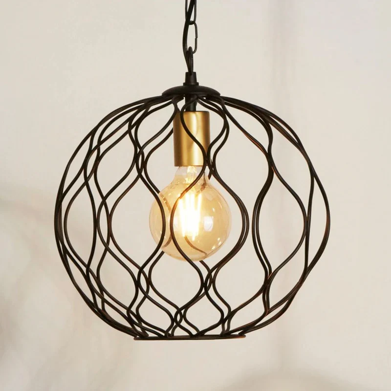 B-Ware Searchlight Hängeleuchte Pendelleuchte Lampe Finesse schwarz gold Ø31,5 cm E27