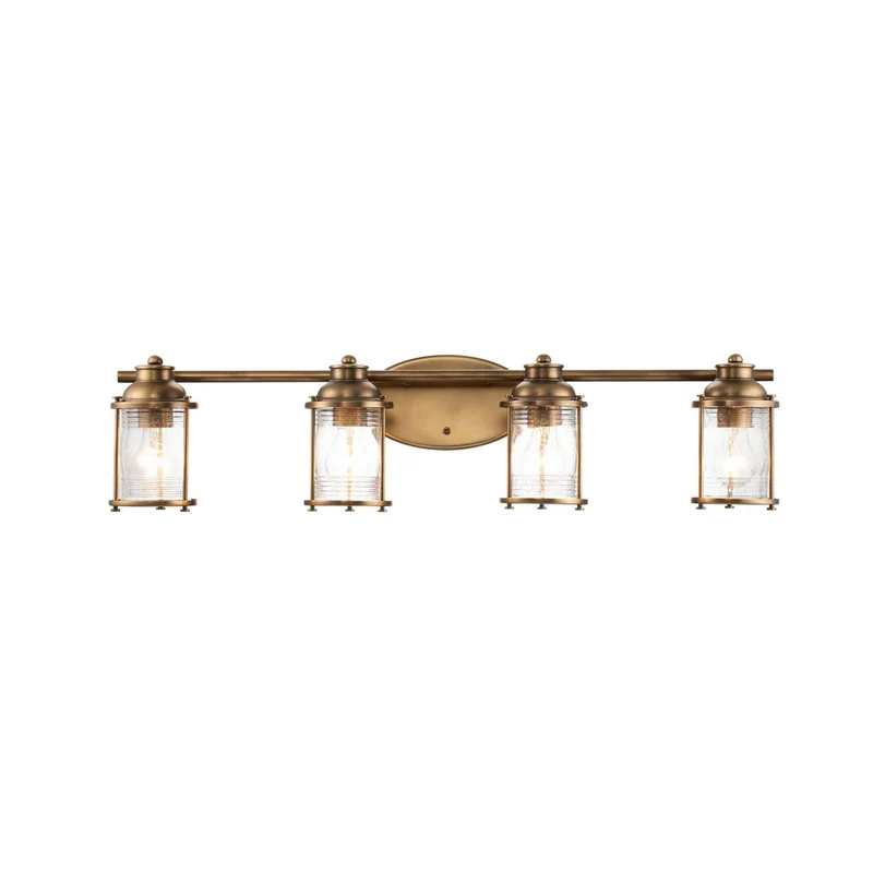 B-Ware Quintiesse Wandleuchte Wandlampe Badleuchte Ashland Bay messing Glas 4-flg