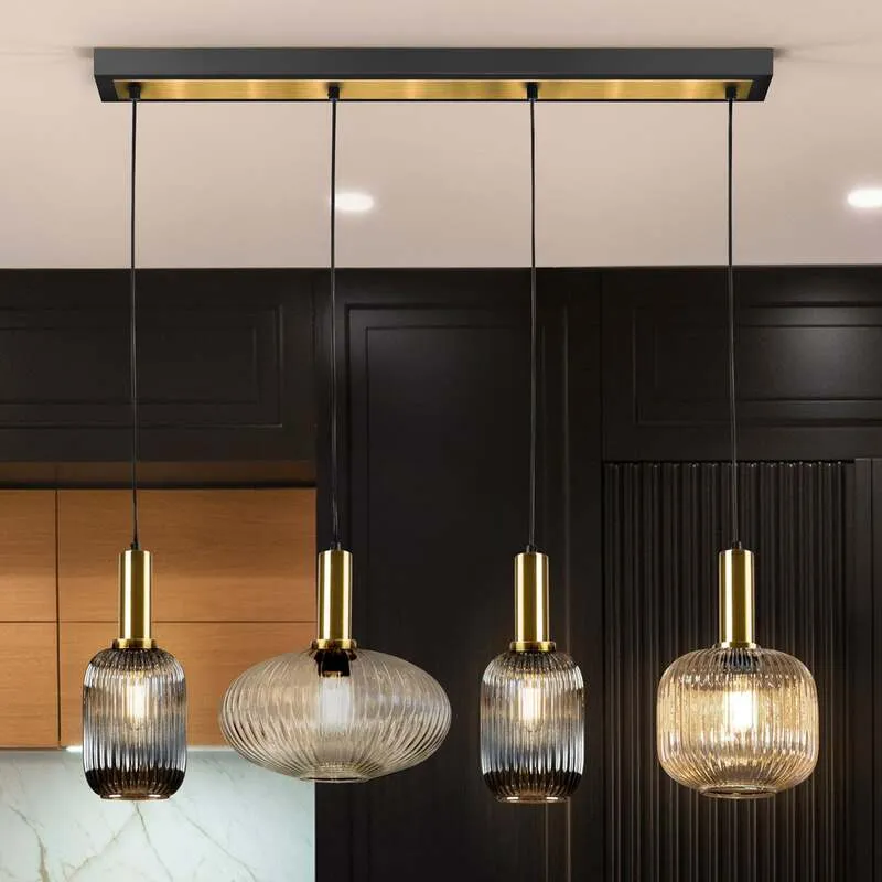 B-Ware Schuller Valencia Hängeleuchte Pendelleuchte Norma Glas bunt Metall 98 cm 4-flg