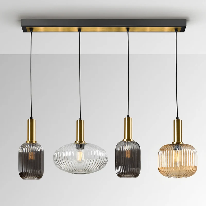 B-Ware Schuller Valencia Hängeleuchte Pendelleuchte Norma Glas bunt Metall 98 cm 4-flg