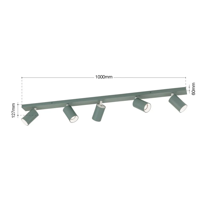 B-Ware Orion Deckenstrahler Sean Spot Deckenlampe hellgrün Aluminium GU10 LED 5-flammig