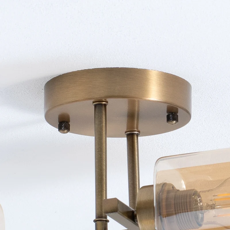 B-Ware Horia Deckenleuchte Lampe antikgold bernstein Glas Metall gold patiniert
