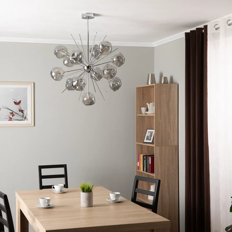B-Ware AV-1777-13K Hängelampe Pendelleuchte chromfarben Glas Deckenlampe 13-flg dimmbar