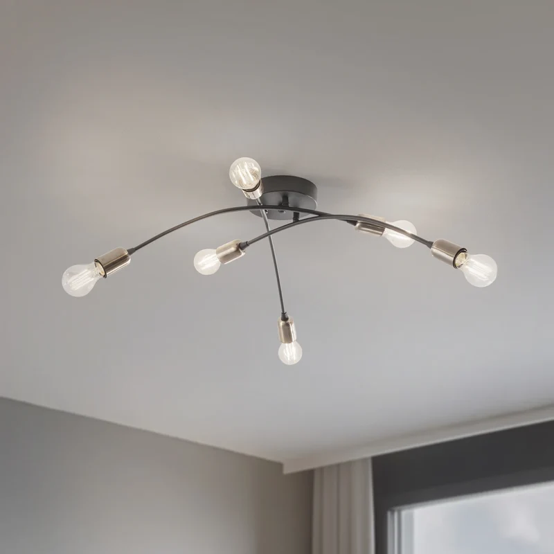 B-Ware Opviq Deckenleuchte Deckenlampe Banana schwarz Metall 6-flammig E27 LED 67 cm