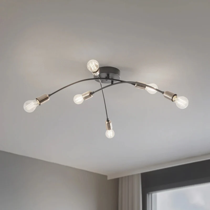 B-Ware Opviq Deckenleuchte Deckenlampe Banana schwarz Metall 6-flammig E27 LED 67 cm