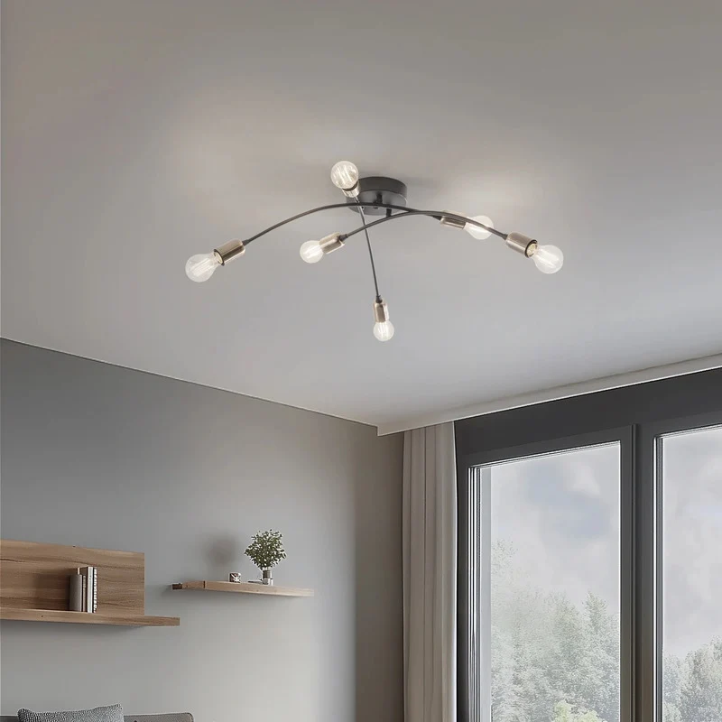 B-Ware Opviq Deckenleuchte Deckenlampe Banana schwarz Metall 6-flammig E27 LED 67 cm