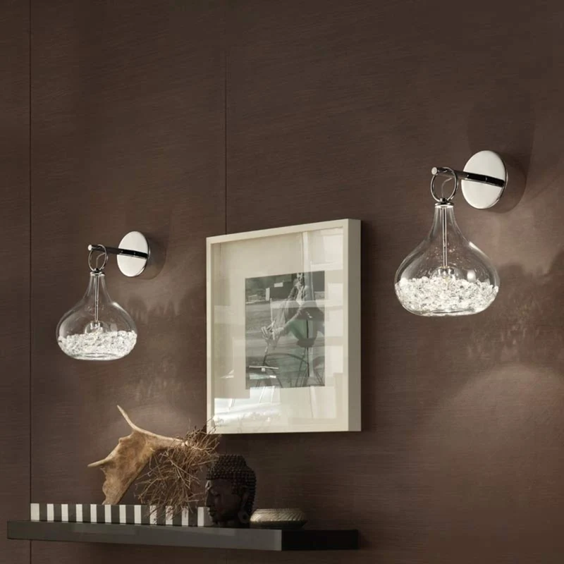 B-Ware Sil-Lux Wandleuchte Wandlampe Graal transparent chrom Glas Kristall einflammig