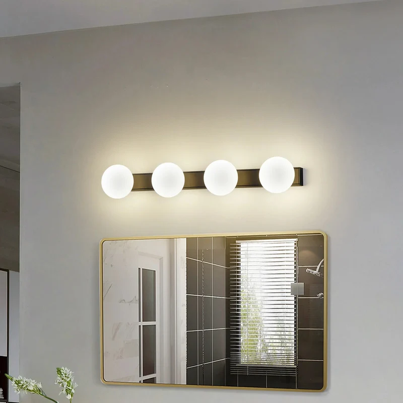 B-Ware Lucande Wandlampe Badleuchte LED Glas schwarz IP44 Aluminium Myrra 60 cm