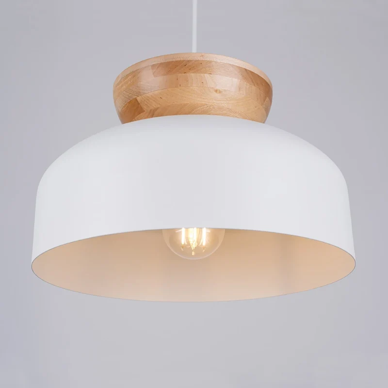 B-Ware SOLLUX LIGHTING Hängeleuchte Pendelleuchte Marion weiß Holz Stahl Leuchte Lampe