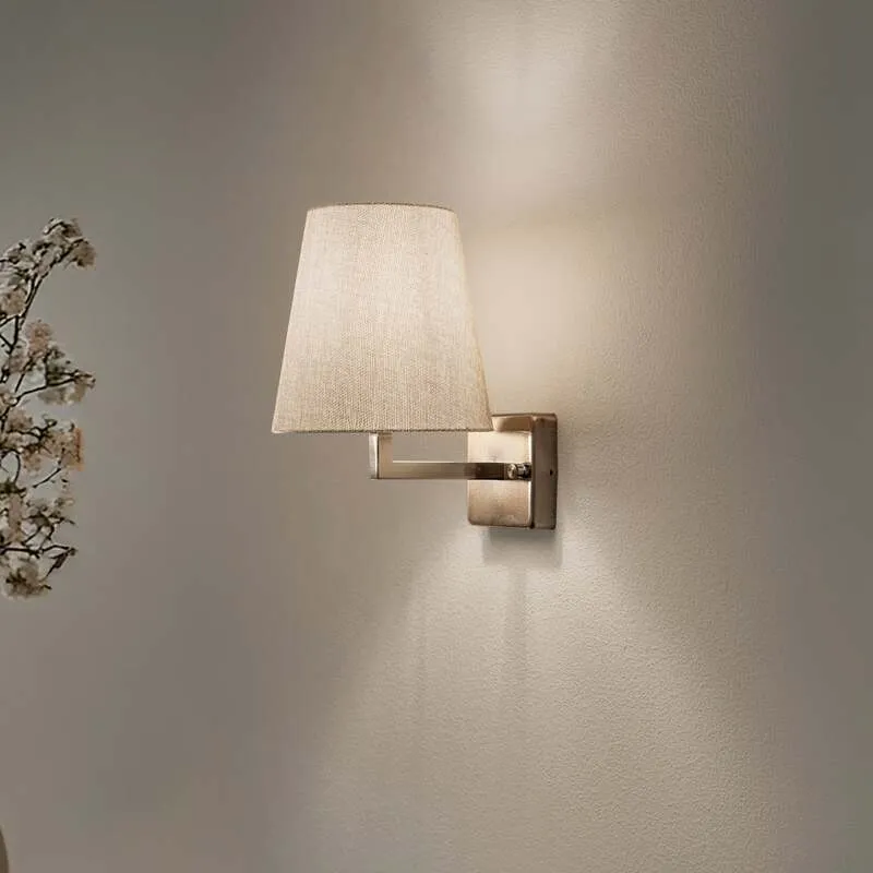 B-Ware Profil Wandleuchte Wandlampe gold creme Metall Textil Höhe 30 cm Wohnzimmer Flur