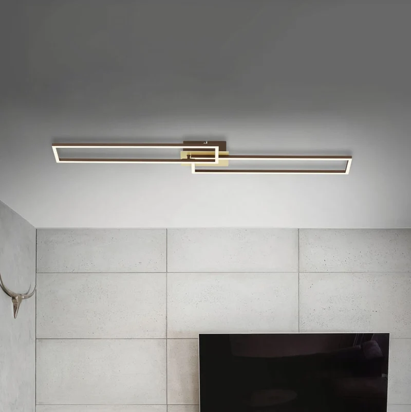 B-Ware Briloner Deckenleuchte Deckenlampe LED Frame Gold Fernbedienung dimmbar