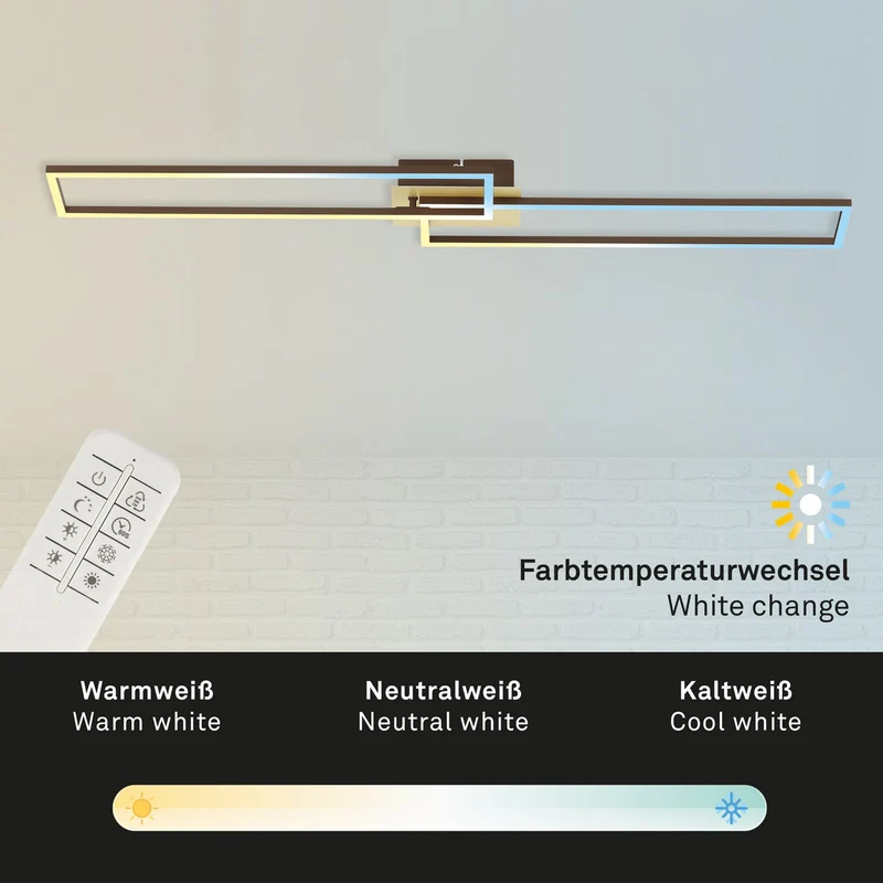 B-Ware Briloner Deckenleuchte Deckenlampe LED Frame Gold Fernbedienung dimmbar