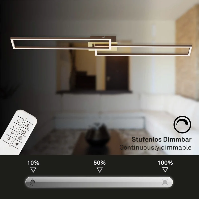 B-Ware Briloner Deckenleuchte Deckenlampe LED Frame Gold Fernbedienung dimmbar